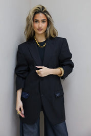 Atelier Series Reworked Designer Blazer Gestreept Zwart