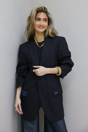 Atelier Series Reworked Designer Blazer Gestreept Zwart