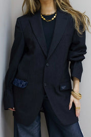 Atelier Series Reworked Designer Blazer Gestreept Zwart