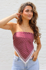 Sjaal Polka Dot Print Bordeaux