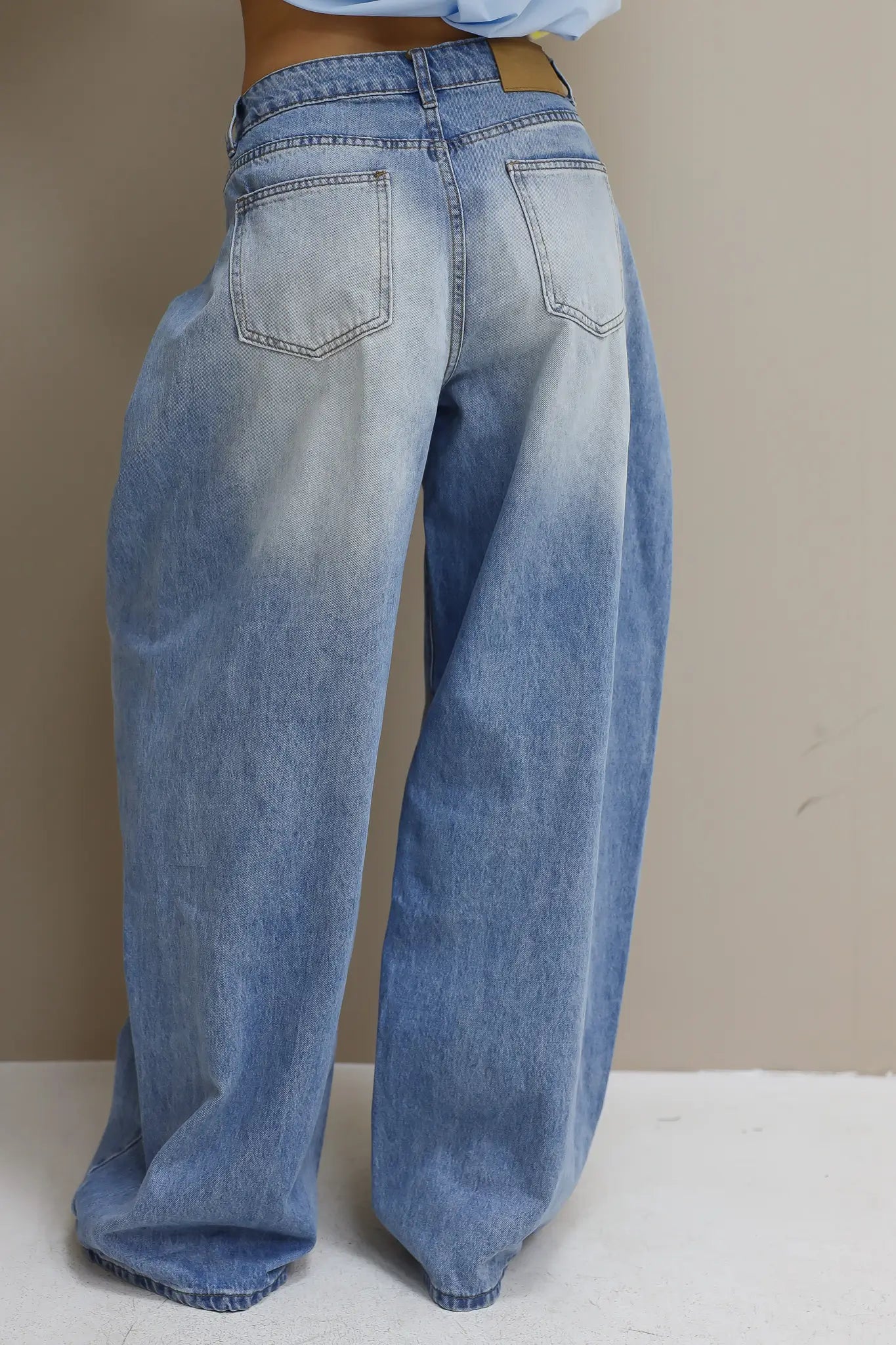 Jeans Plooi Effect Blauw