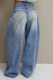 Jeans Plooi Effect Blauw