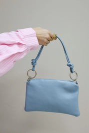 Leren Tas Licht Blauw