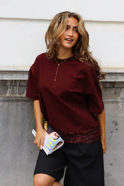 T-Shirt Asymmetrisch Kant Bordeaux