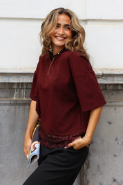 T-Shirt Asymmetrisch Kant Bordeaux
