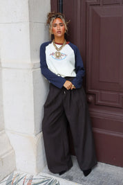 Pantalon Wide Fit Wol Bruin