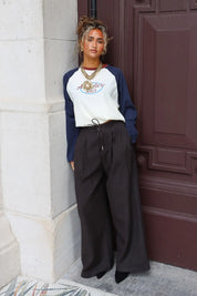 Pantalon Wide Fit Wol Bruin