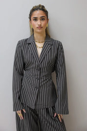 Getailleerde Blouse Gestreept Bruin