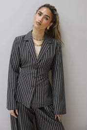 Getailleerde Blouse Gestreept Bruin