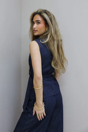 Denim Gilet Gesp Blauw