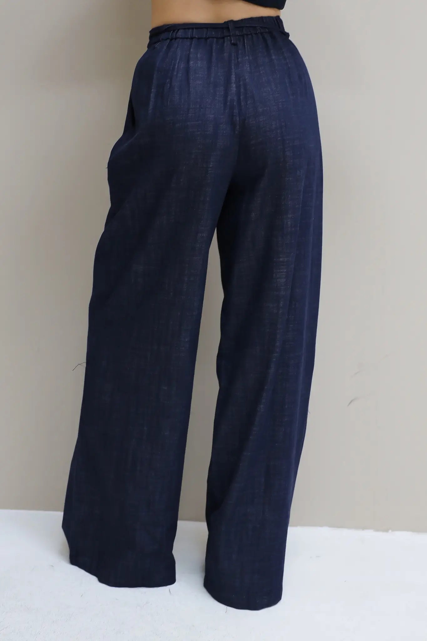 Denim High Waist Wide Leg Broek Blauw