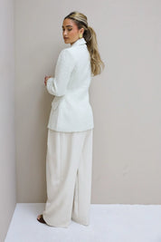 Pantalon High Waist Plooi Effect Créme