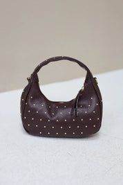 Leren Tas Mini Studs Bordeaux