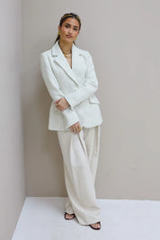 Pantalon High Waist Plooi Effect Créme