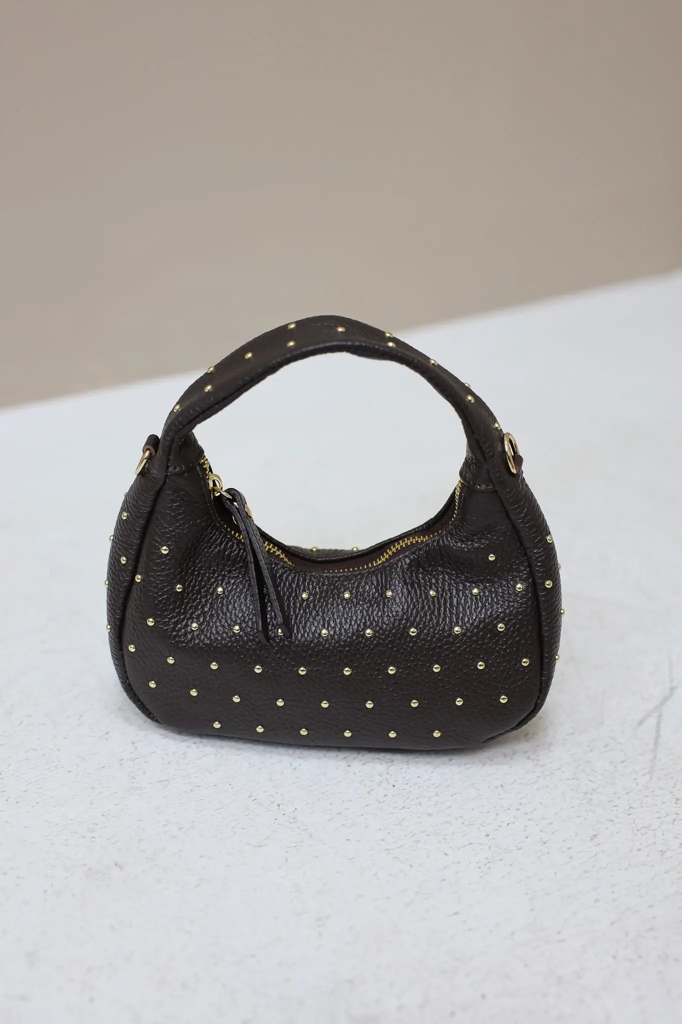 Leren Tas Mini Studs Bruin