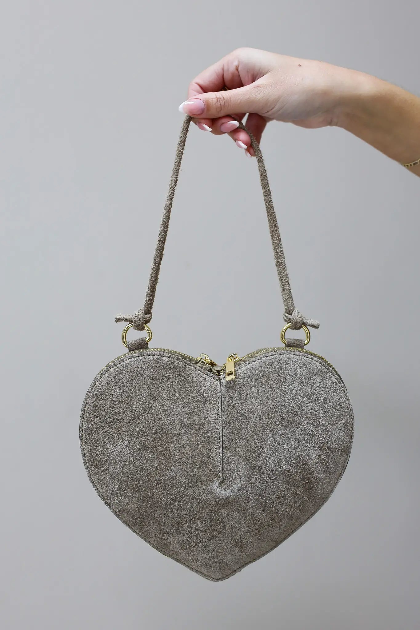 Leren Tas Hartje Beige