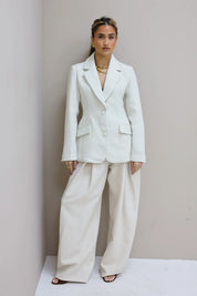Pantalon High Waist Plooi Effect Créme