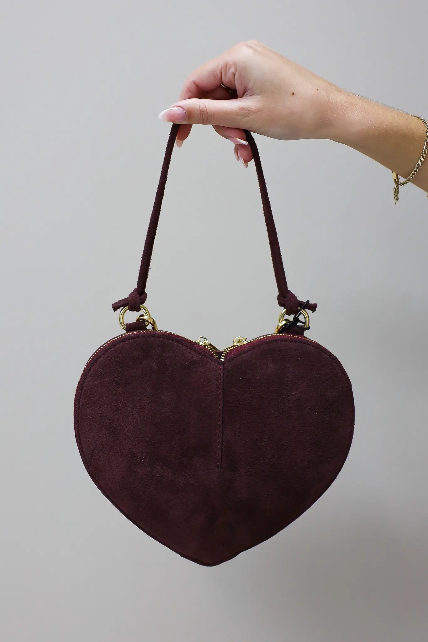 Leren Tas Hartje Bordeaux