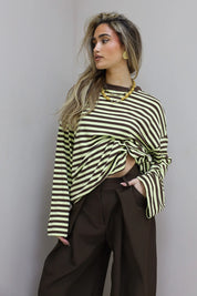 T-Shirt Lange Mouwen Strepen Geel