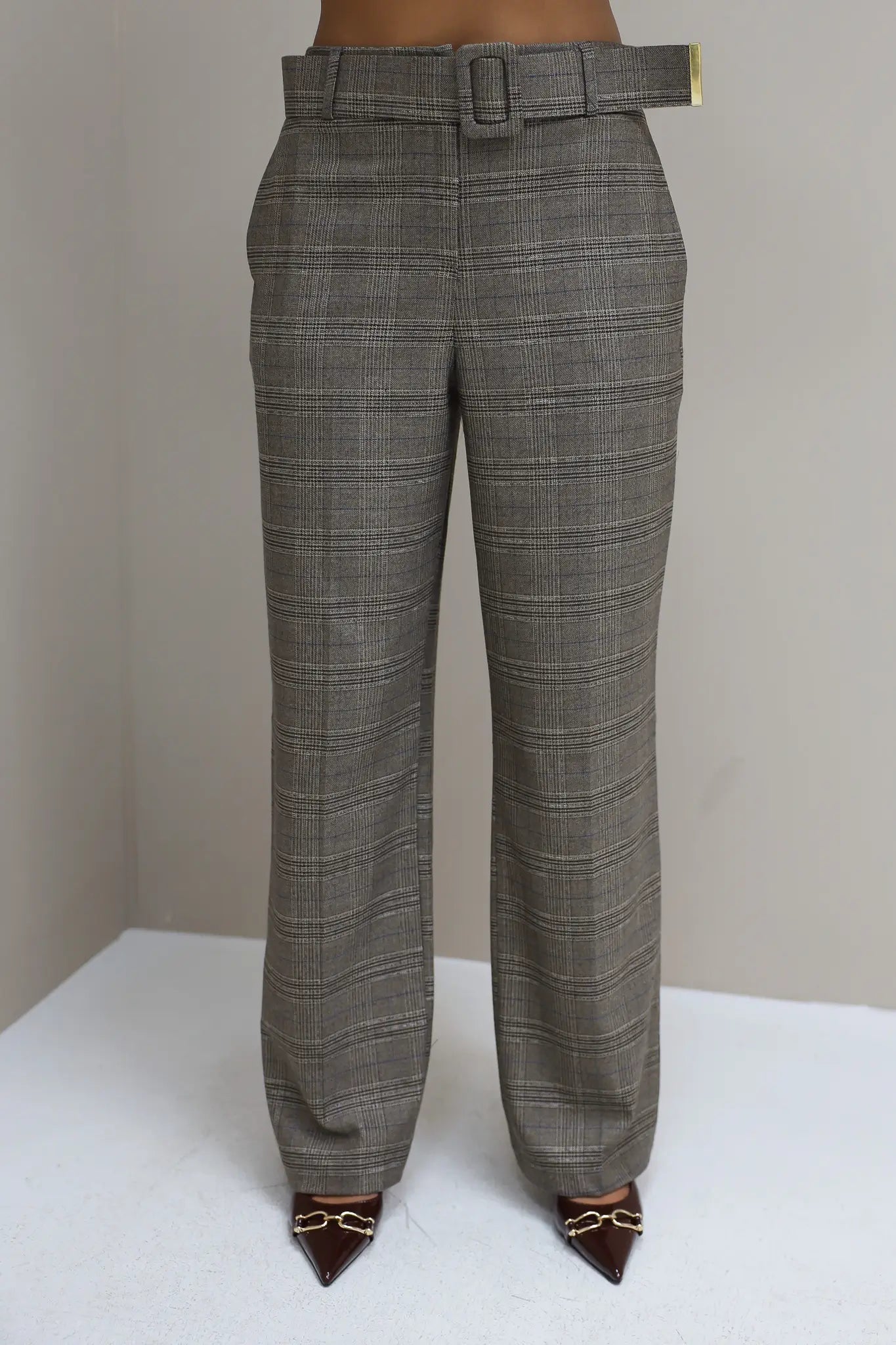 Pantalon Geruit Bruin