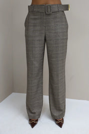 Pantalon Geruit Bruin