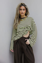 T-Shirt Lange Mouwen Strepen Geel