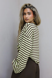 T-Shirt Lange Mouwen Strepen Geel