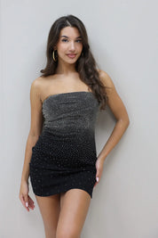 Bandeau Jurk Strass Zwart