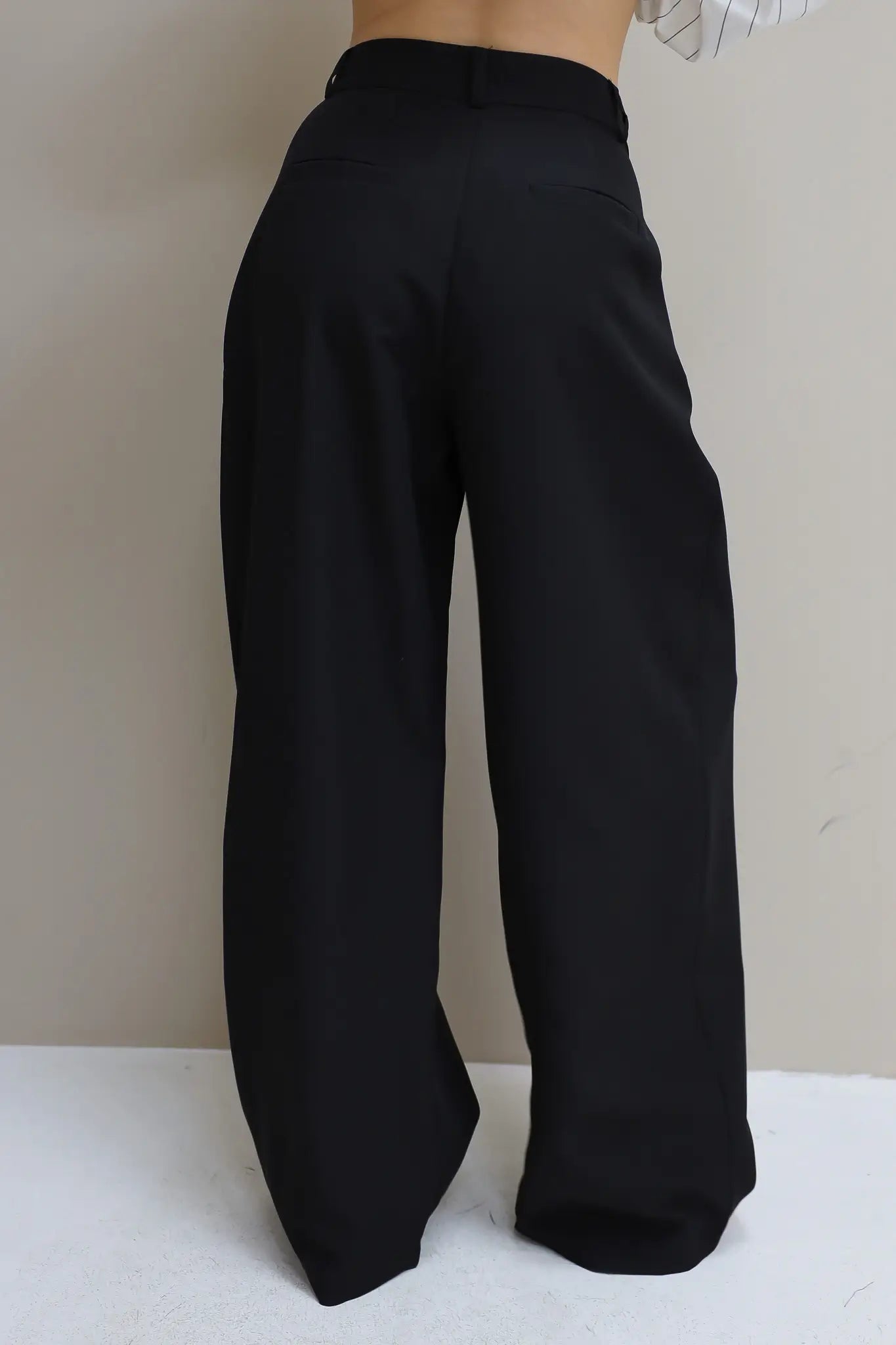 Pantalon High Waist Plooi Effect Zwart