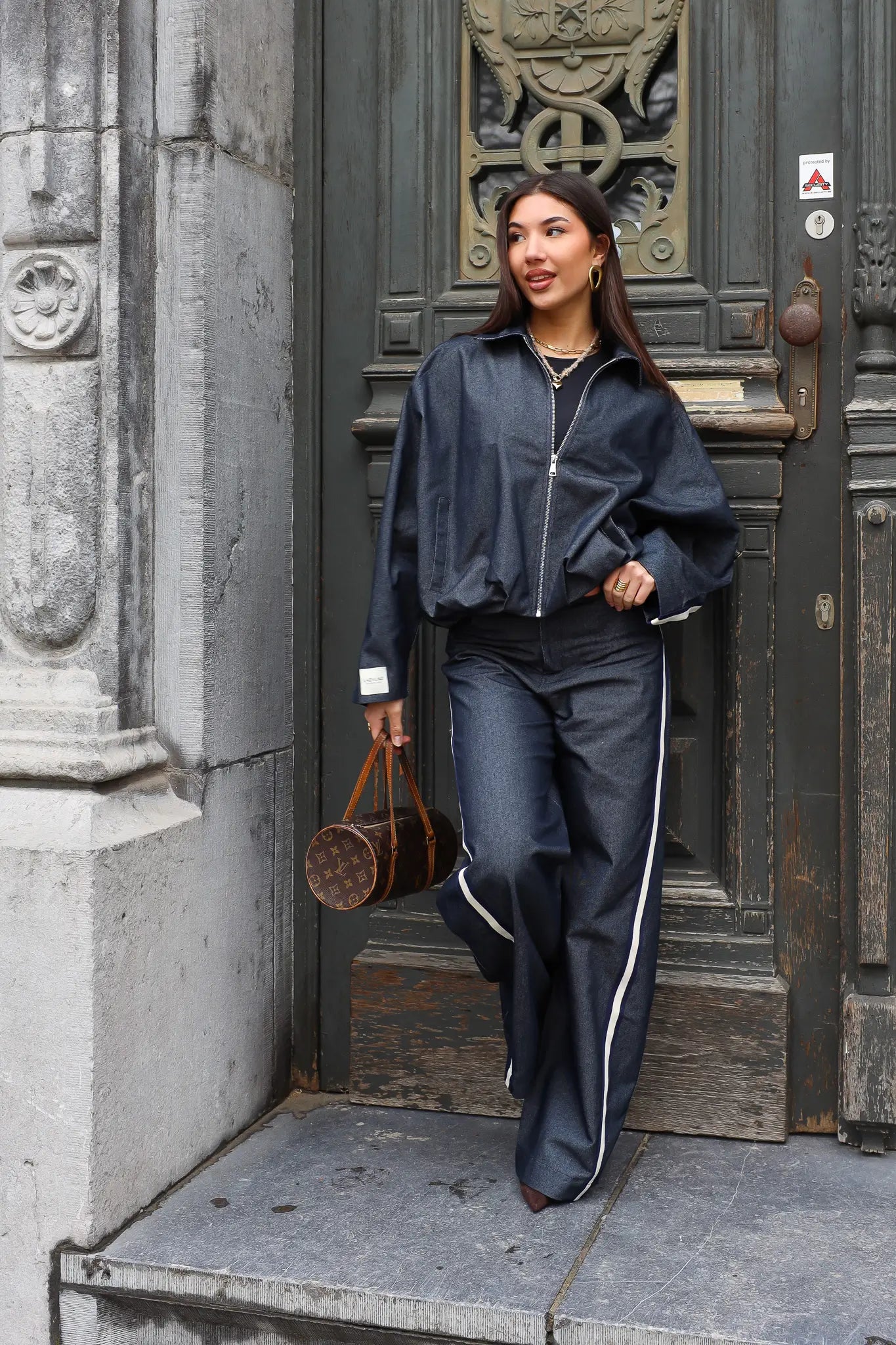 Jeans Wide Fit Streep Atelier Series Blauw