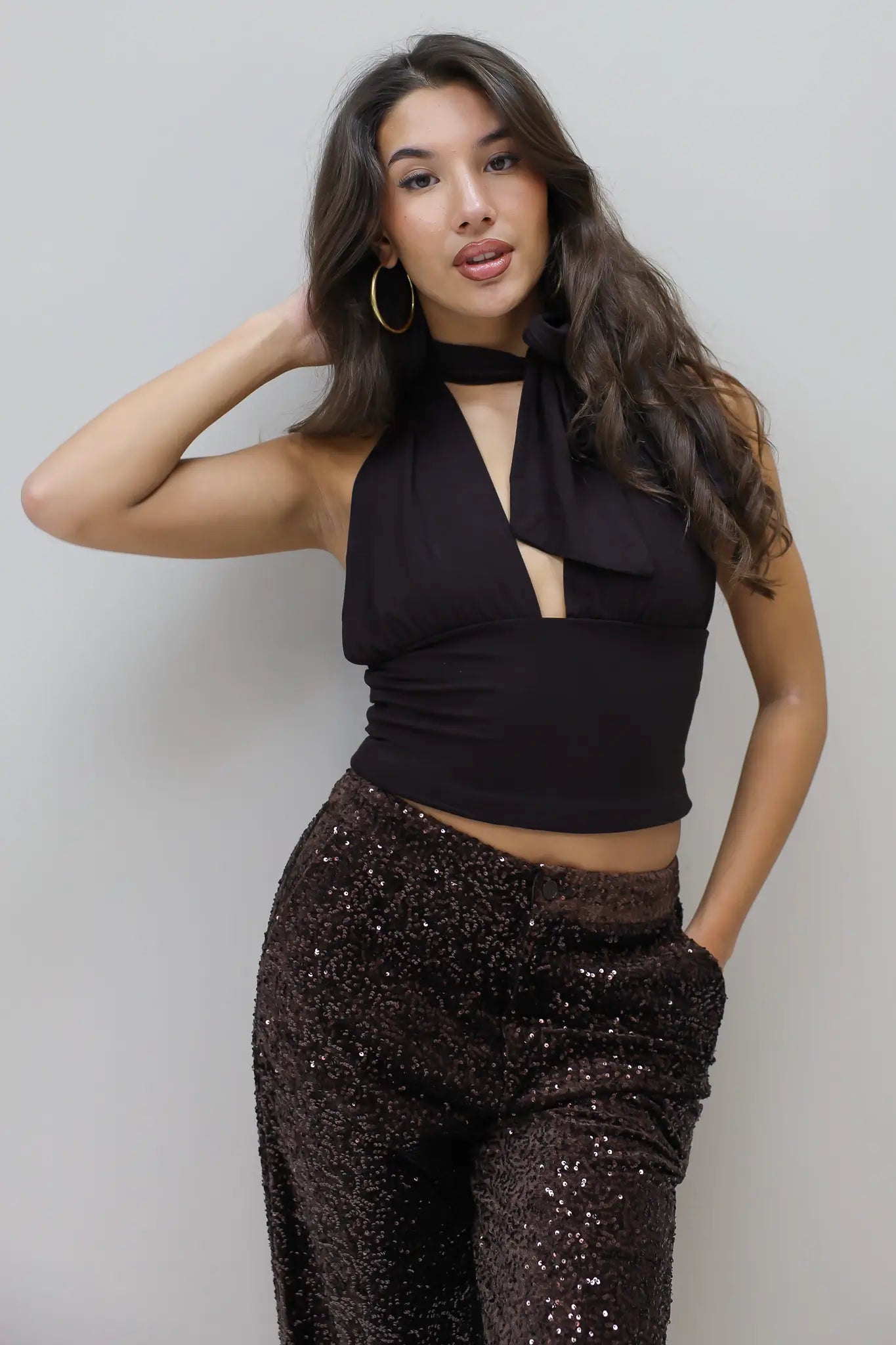 Halter Top Donker Bruin