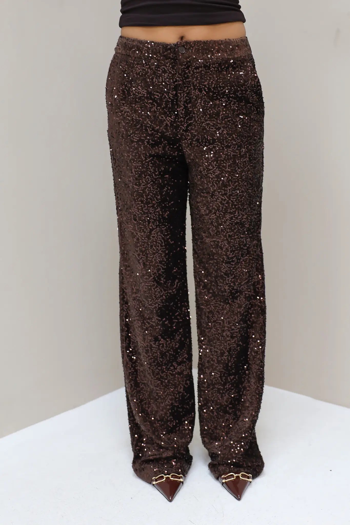 Pailletten Broek Bruin