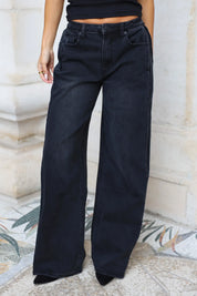 Baggy Wide Leg Jeans Zwart 3701-2