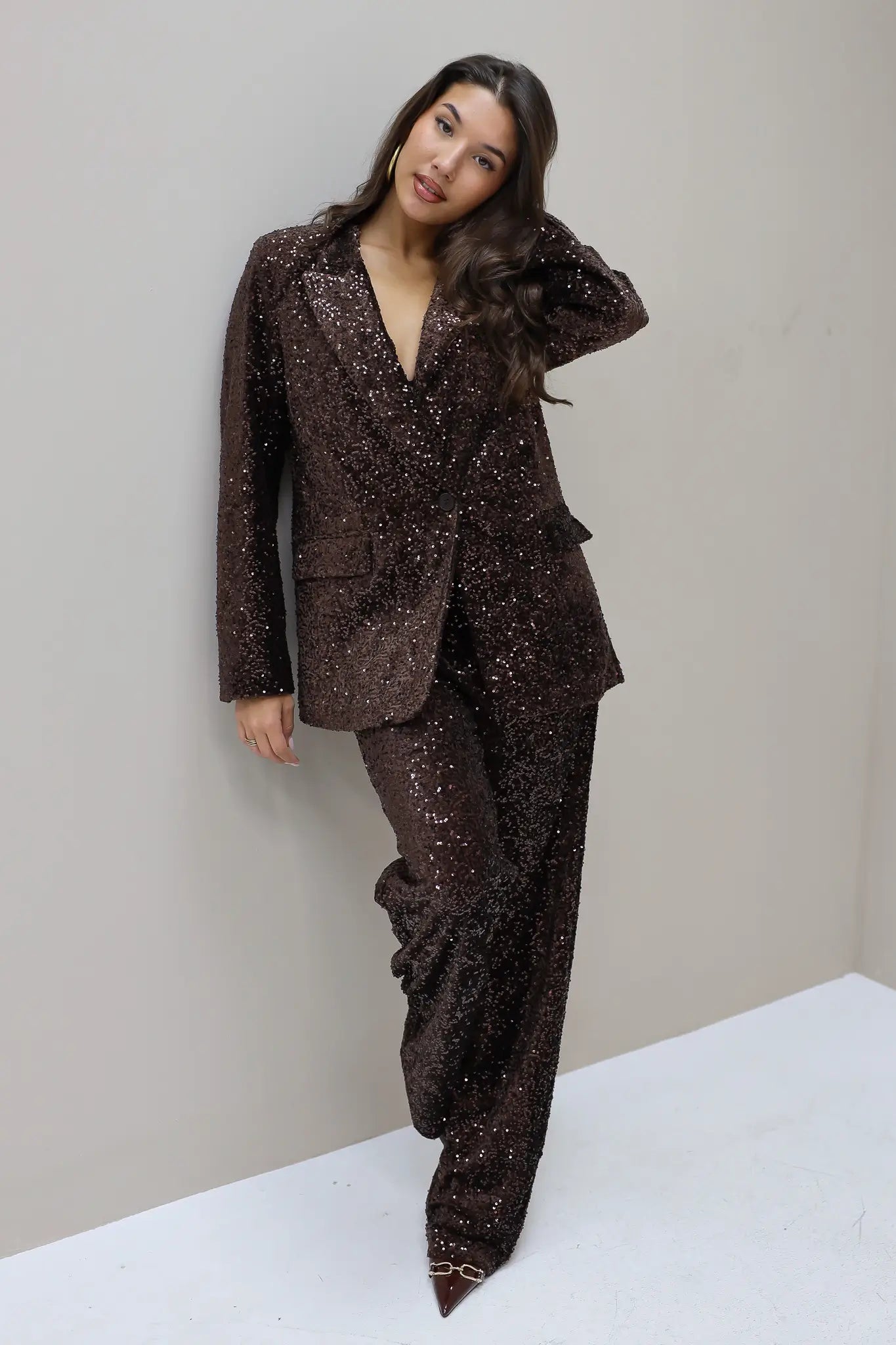 Pailletten Blazer Bruin