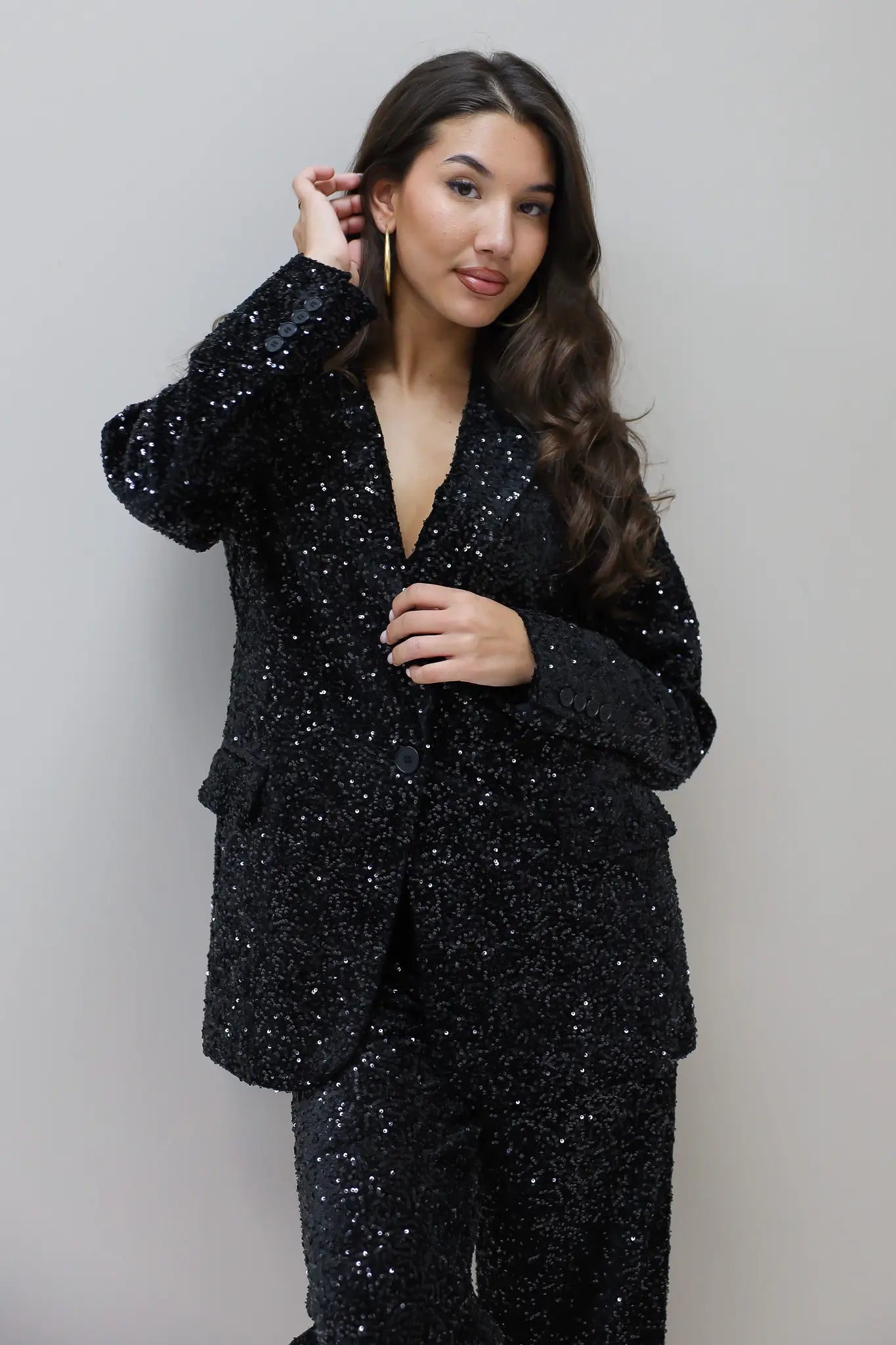 Pailletten Blazer Zwart