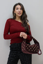 Asymmetrische Top Lange Mouwen Bordeaux