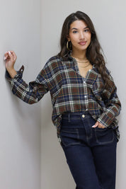 Blouse Geruit Bruin/Blauw