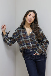 Blouse Geruit Bruin/Blauw