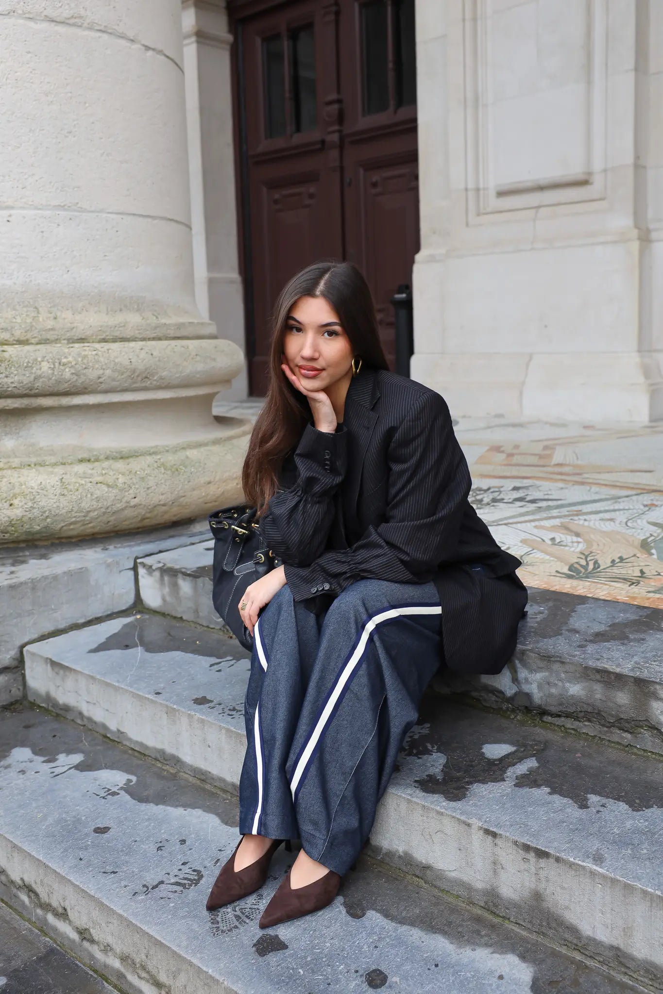 Atelier Series Reworked Designer Blazer Gestreept Zwart