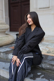 Atelier Series Reworked Designer Blazer Gestreept Zwart