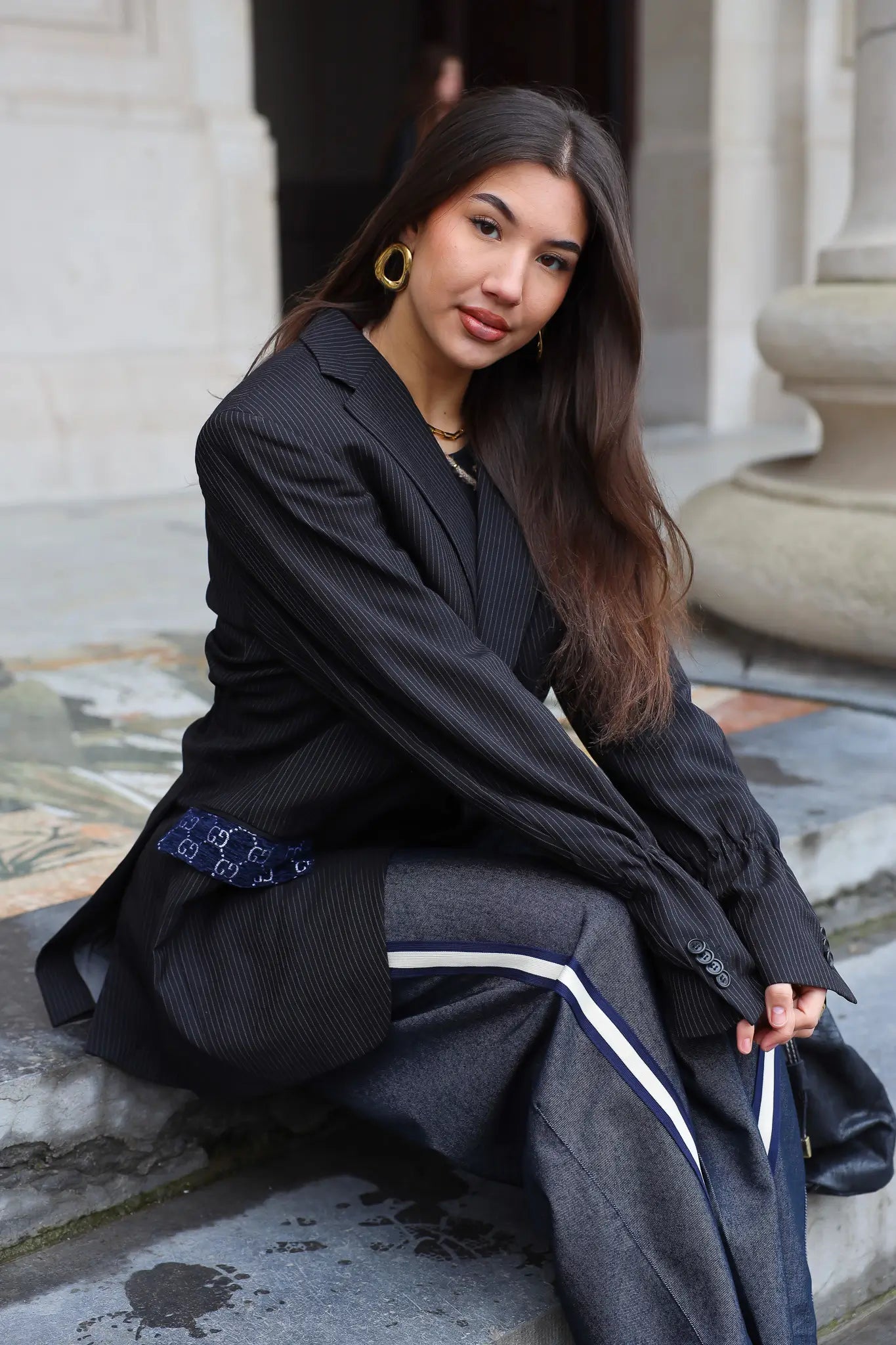 Atelier Series Reworked Designer Blazer Gestreept Zwart