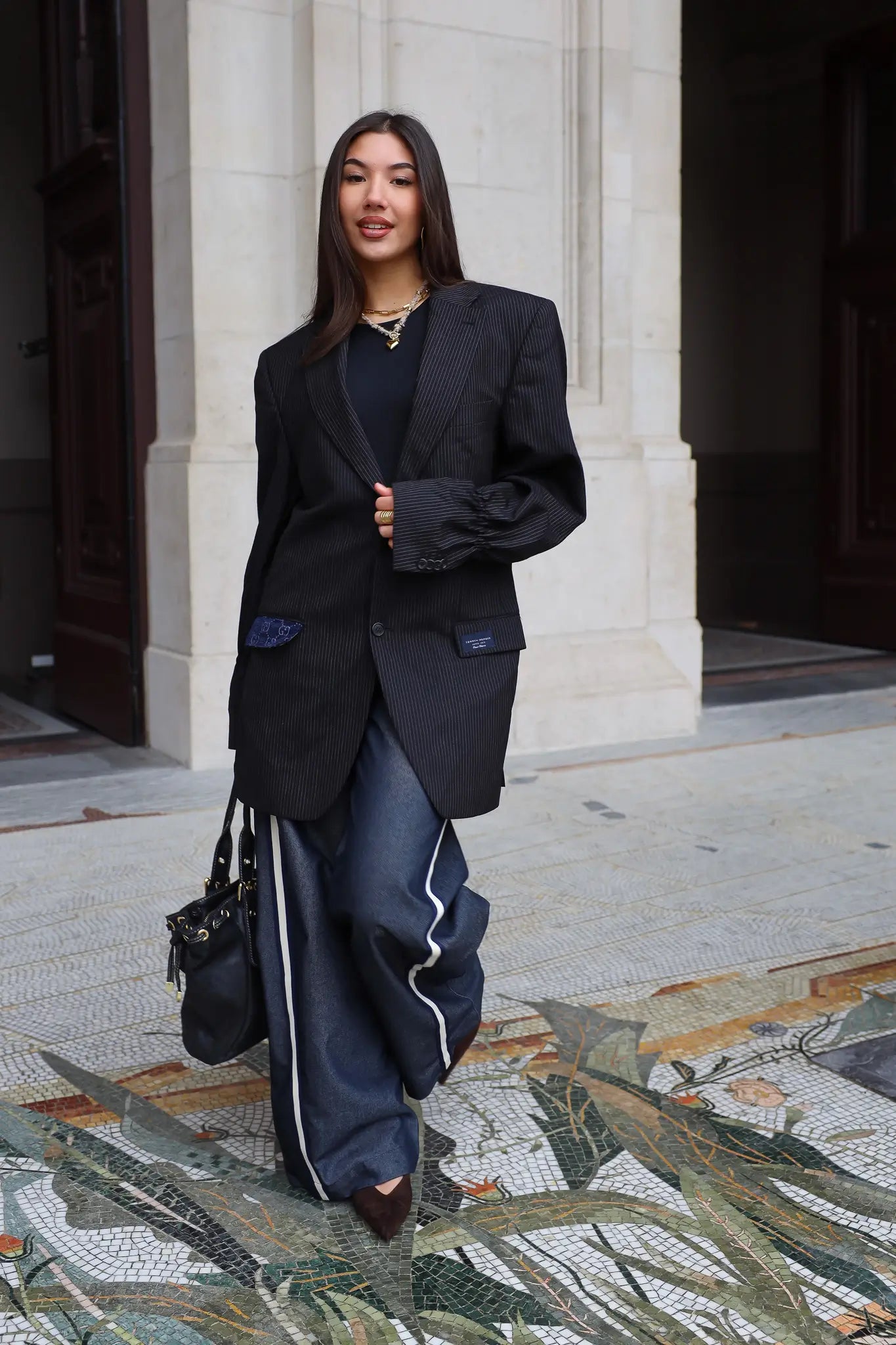 Atelier Series Reworked Designer Blazer Gestreept Zwart