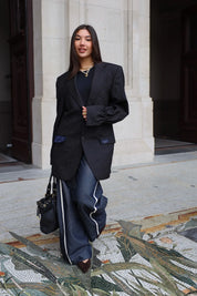 Atelier Series Reworked Designer Blazer Gestreept Zwart