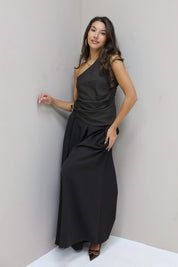 Pantalon Wijde Pijpen Plooien Bruin