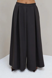 Pantalon Wijde Pijpen Plooien Bruin