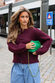 Trui Wol Knoopjes Bordeaux