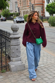 Trui Wol Knoopjes Bordeaux