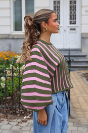 Trui Strepen Ballon Fit Roze/Groen