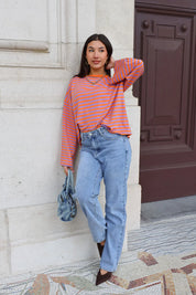 T-Shirt Lange Mouwen Strepen Oranje