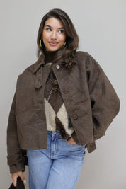 Korte 100% Wollen Jas Bruin